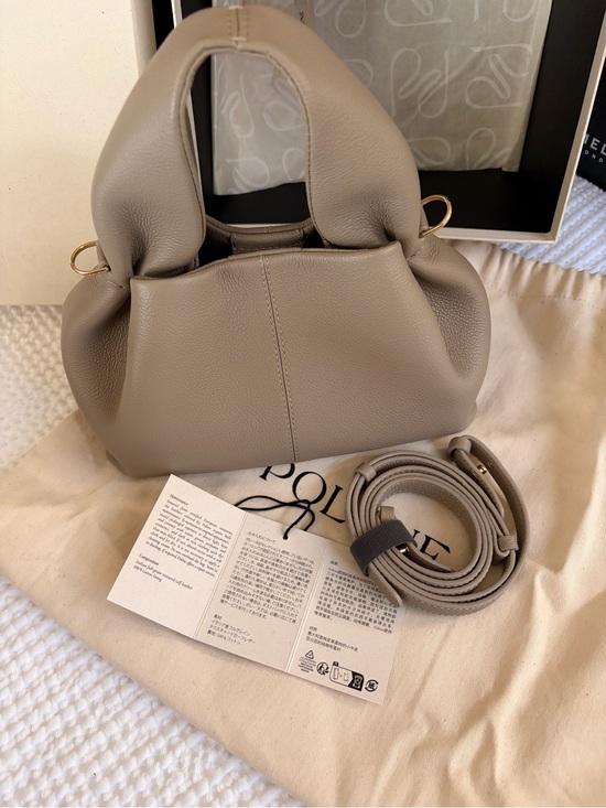 Polene Handbags - Polene Numero Neuf Mini Taupe grains leather top handle shoulder crossbody EUC